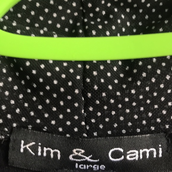 KIM & CAMI Longline Open Front Black Polka Dot Large Cardigan - Picture 4 of 5